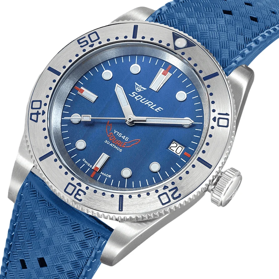 1545 Steel 40mm - Blue on Rubber Strap - Image 2