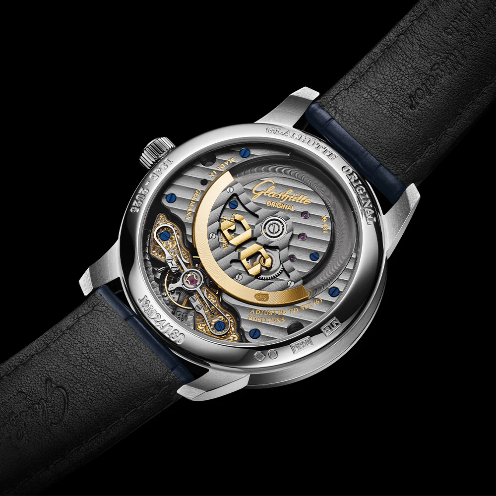PanoMaticLunar Platinum Automatic Limited Edition 40mm - Blue on Leather Strap - Image 9