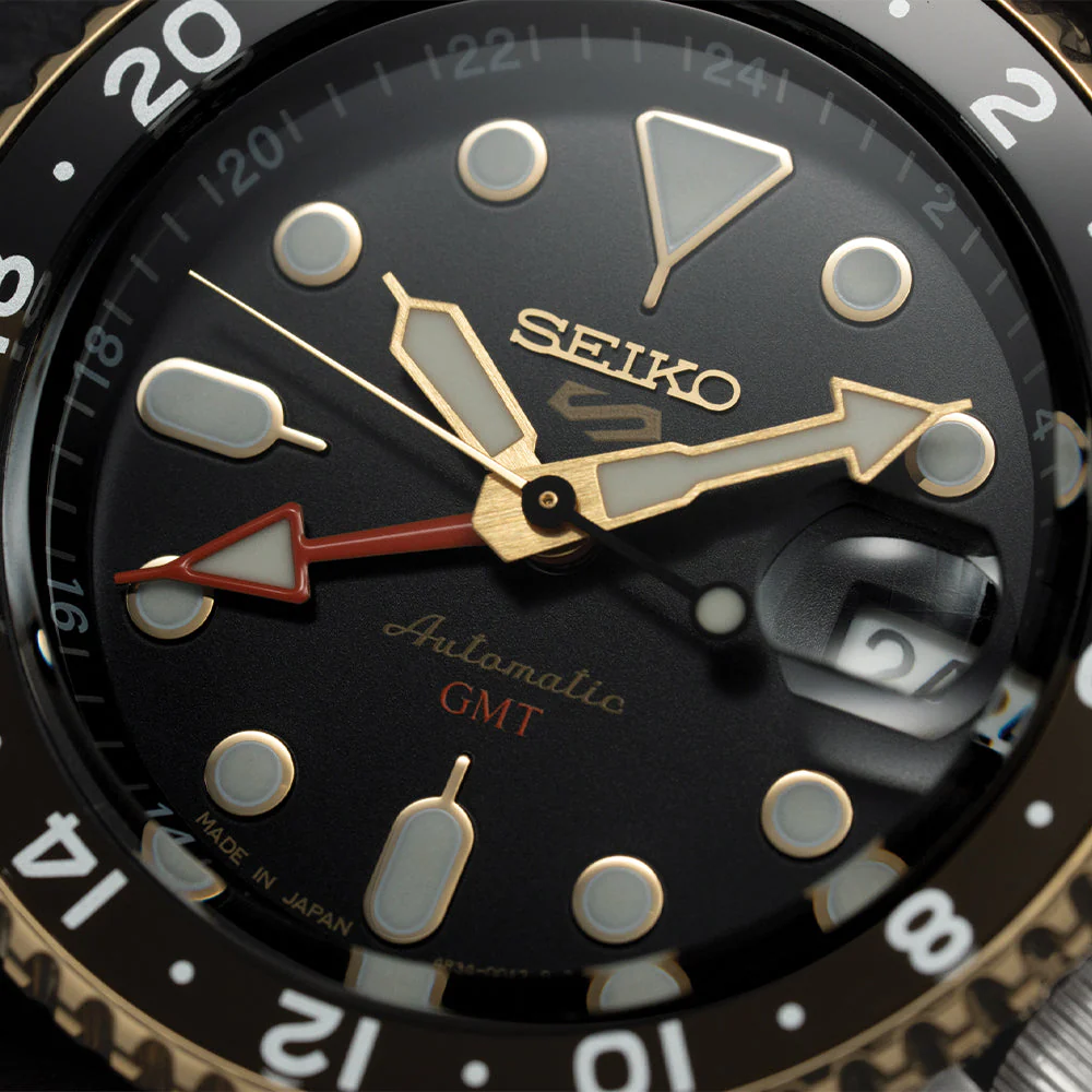 SSK036 5 Sports SKX GMT 42.5mm - Black on Leather Strap - Image 4