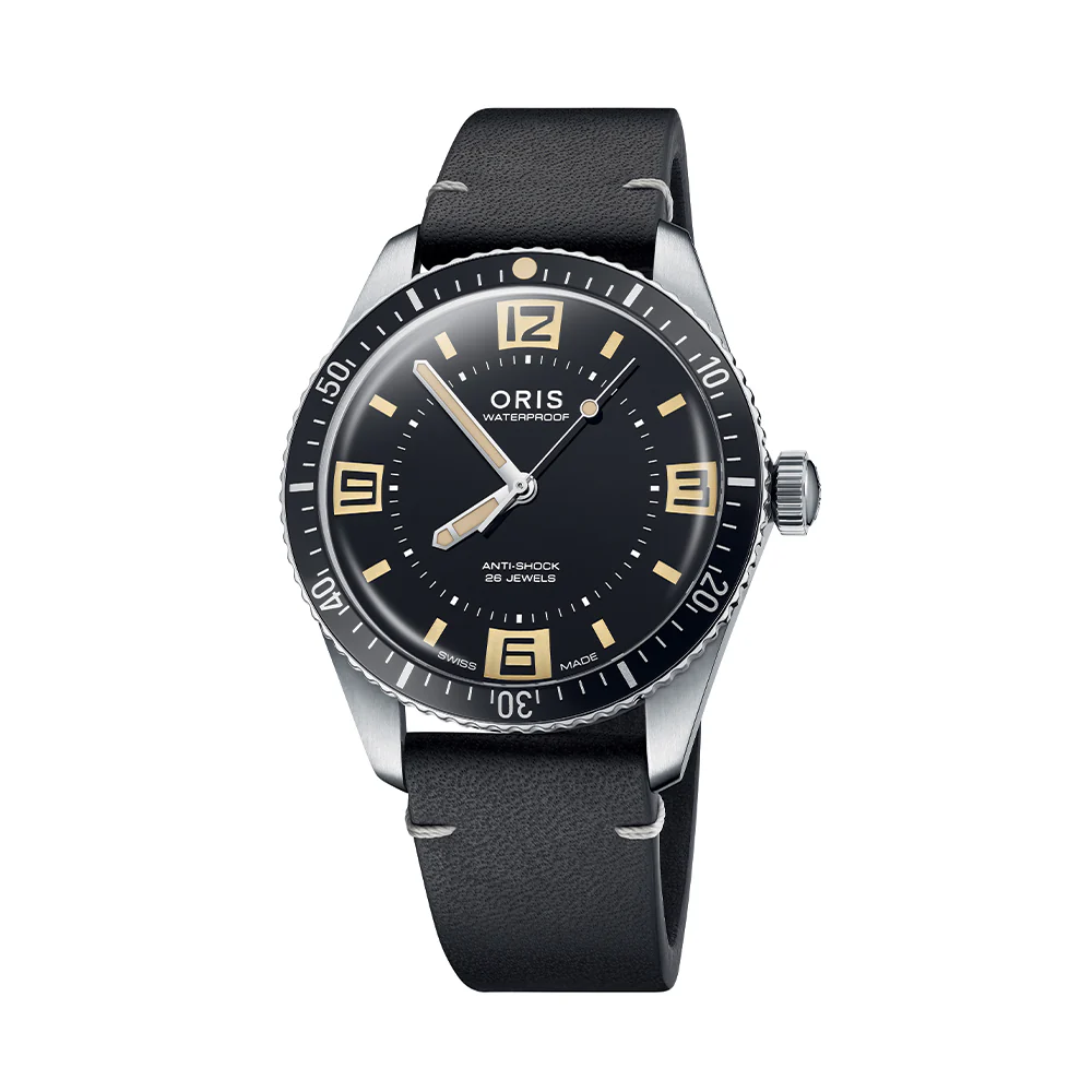 60th Anniversary Edition Divers Sixty-Five 40mm - Black on Bracelet with Leather Strap - Image 9