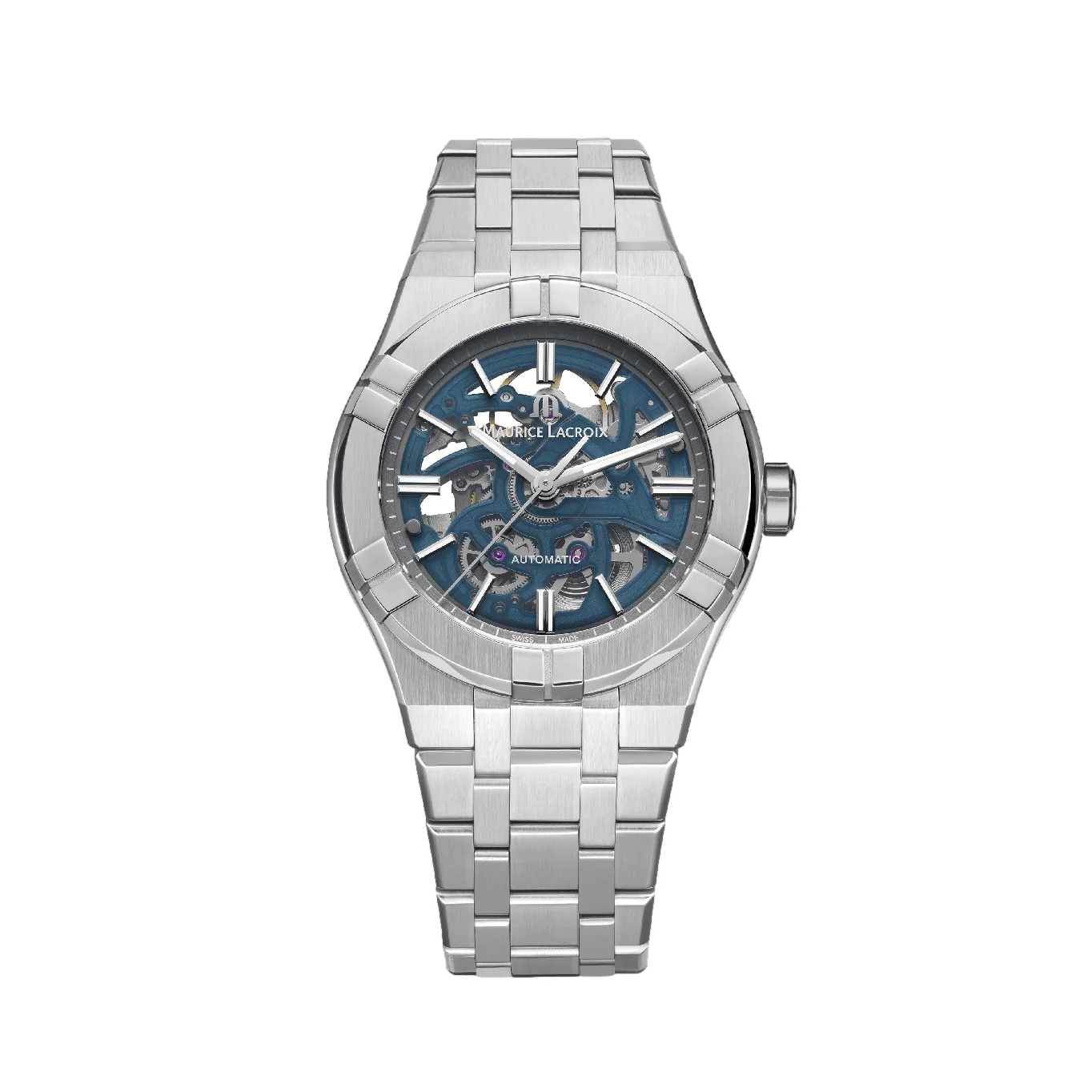 Aikon Automatic Skeleton 39mm - Blue on Bracelet