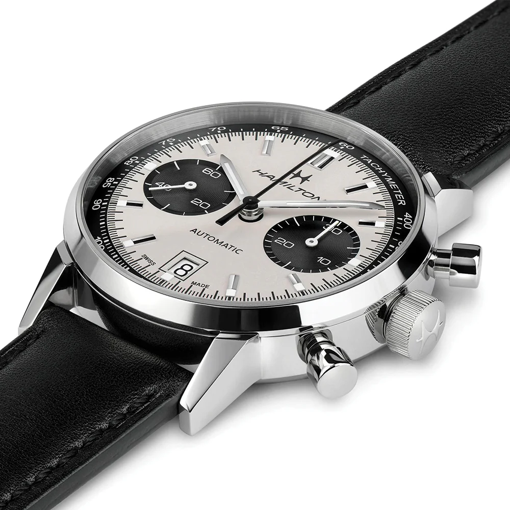 American Classic Intra-Matic Auto Chrono 40mm - White on Leather Strap - Image 4