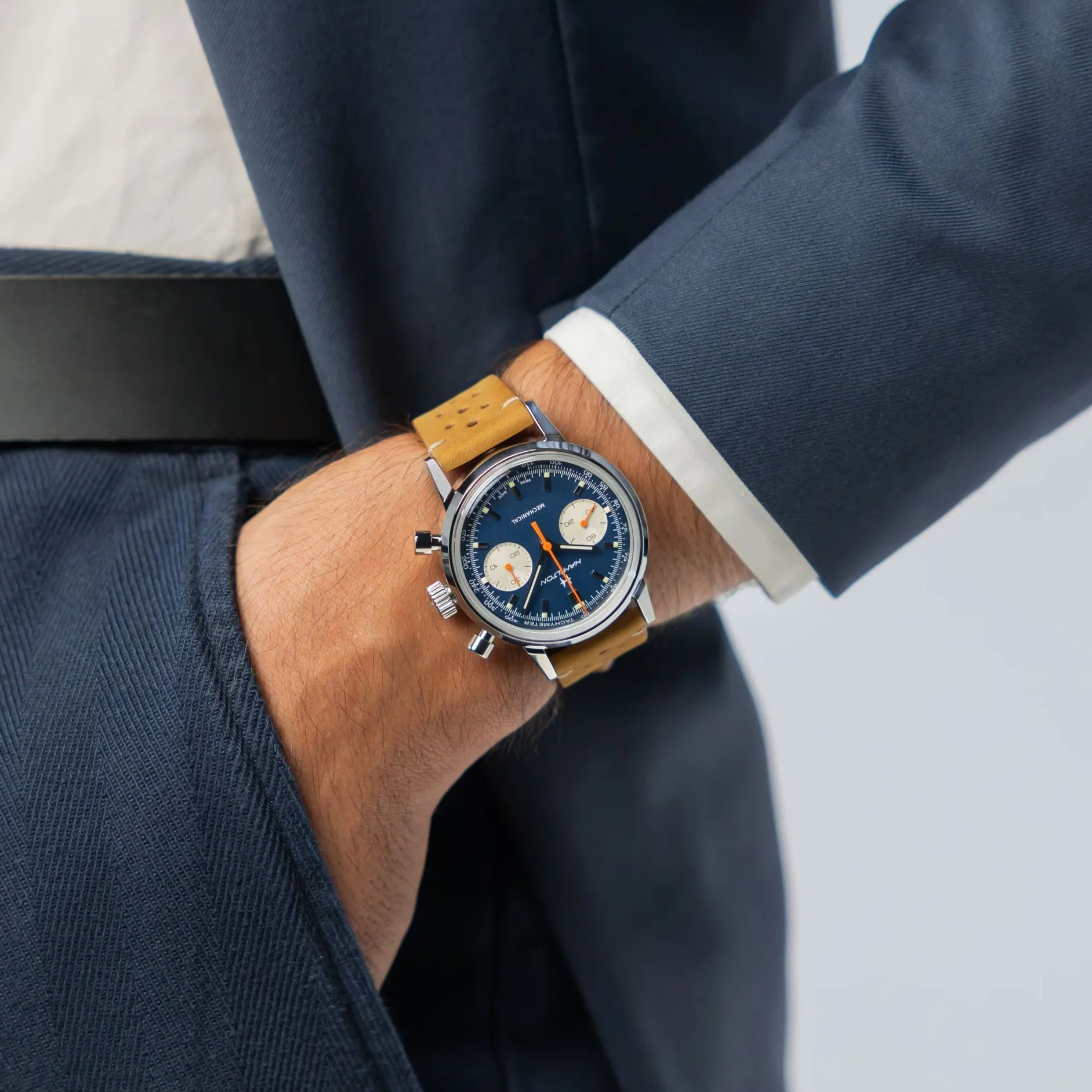 American Classic Intra-Matic Chronograph H 40mm - Blue on Leather Strap w/ Extra Bracelet - Image 3