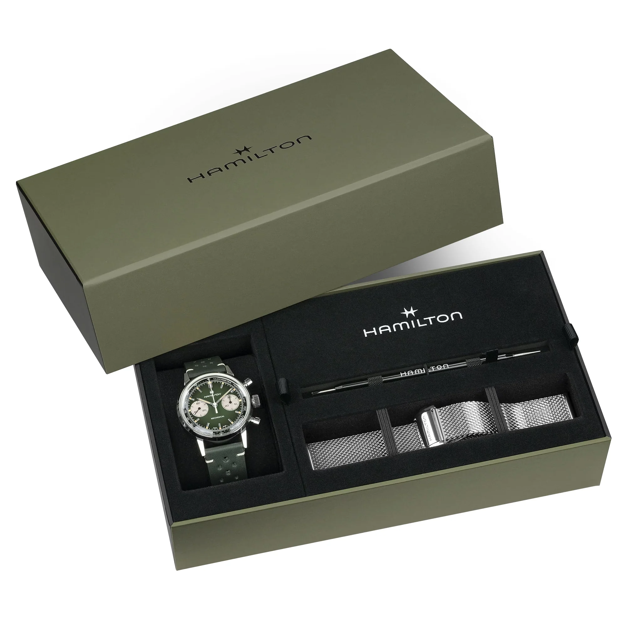American Classic Intra-Matic Chronograph H 40mm - Green on Leather Strap w/ Extra Bracelet - Image 10
