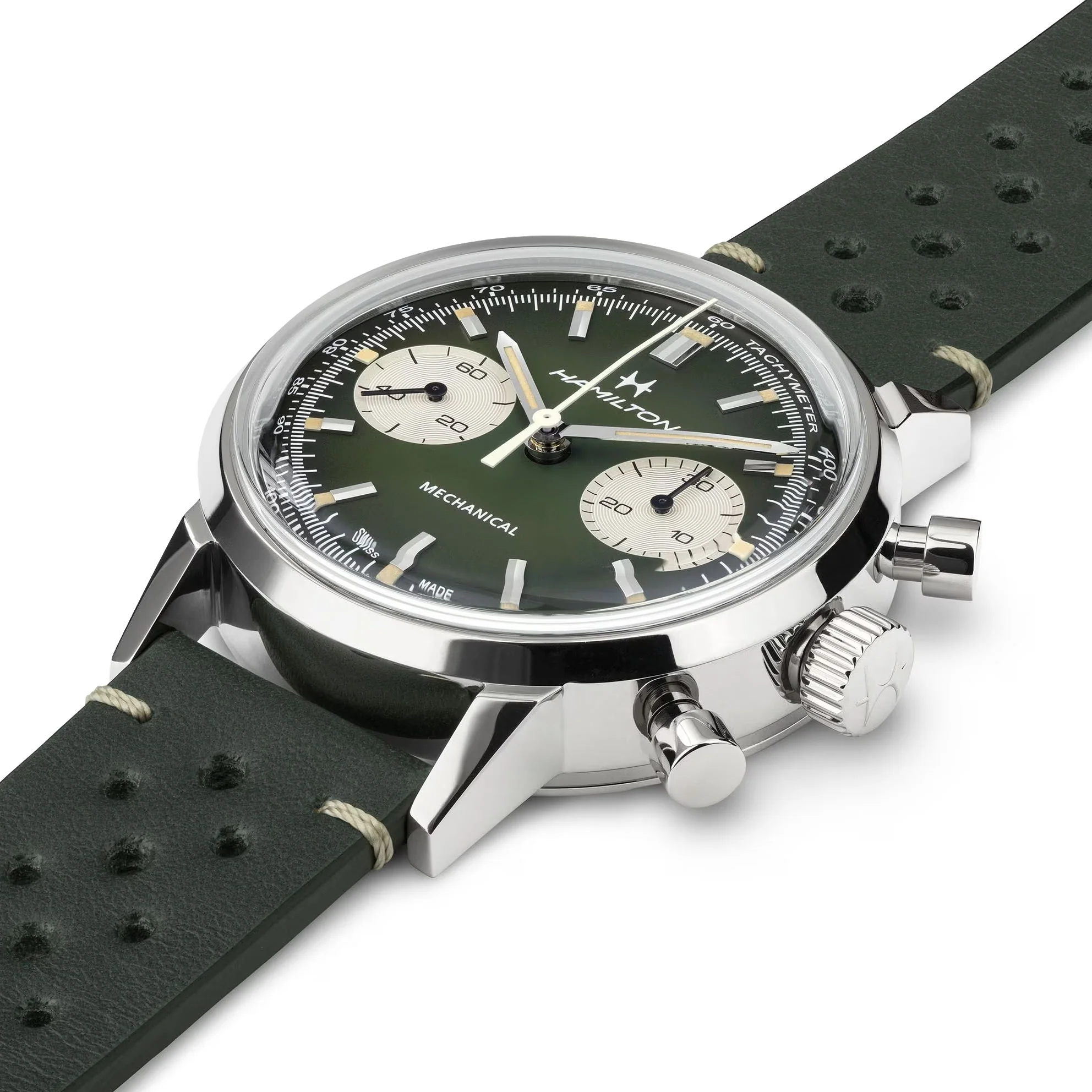 American Classic Intra-Matic Chronograph H 40mm - Green on Leather Strap w/ Extra Bracelet - Image 2