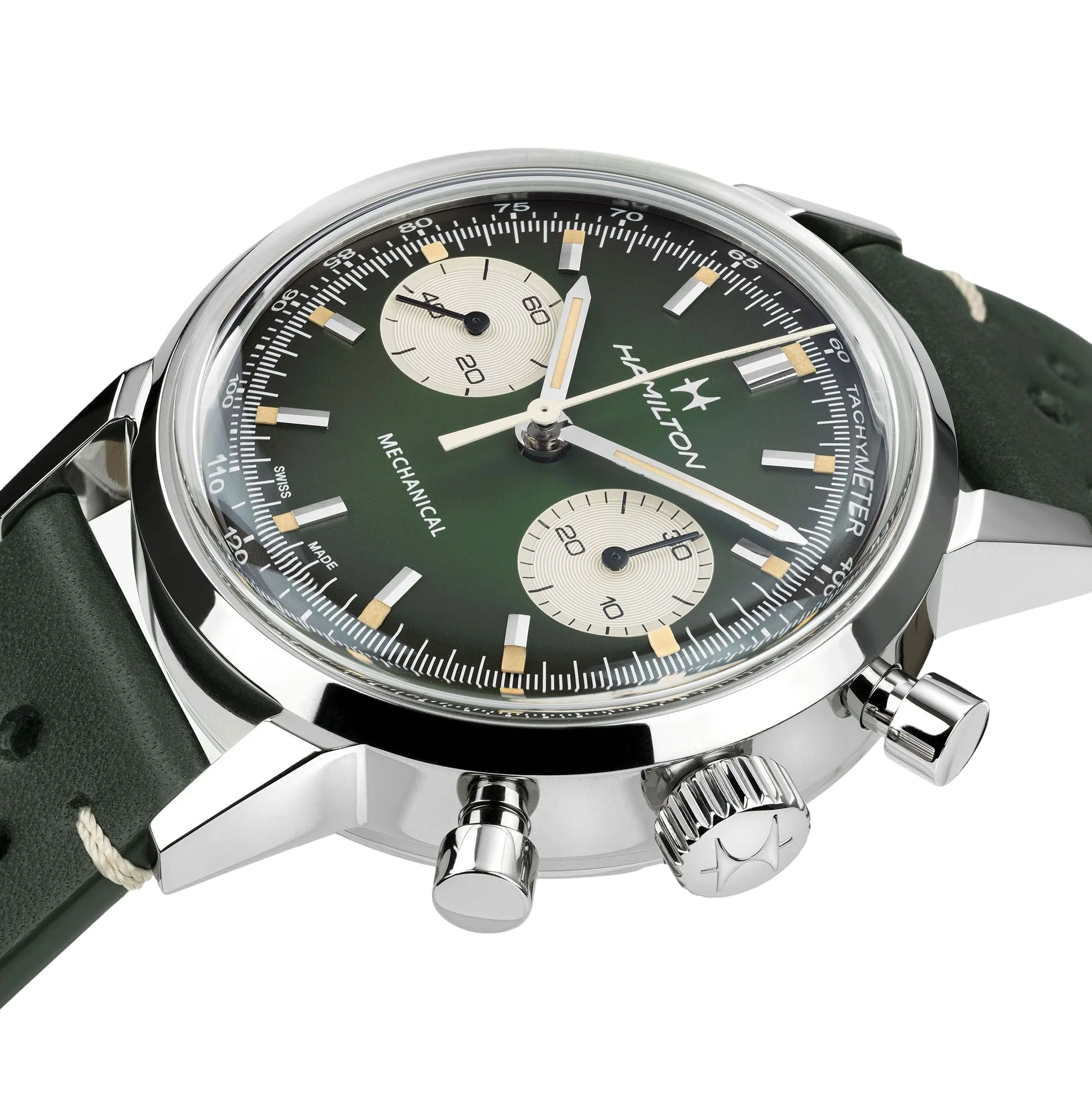 American Classic Intra-Matic Chronograph H 40mm - Green on Leather Strap w/ Extra Bracelet - Image 5