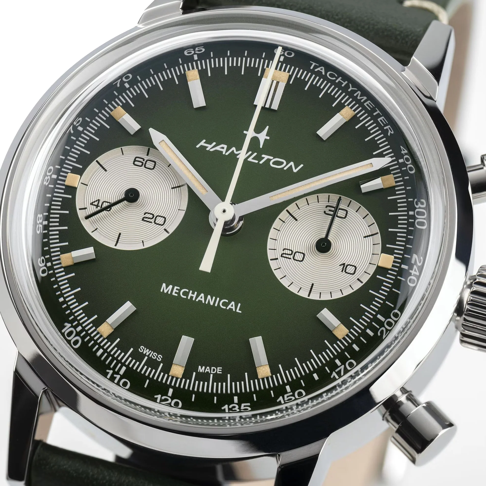 American Classic Intra-Matic Chronograph H 40mm - Green on Leather Strap w/ Extra Bracelet - Image 6