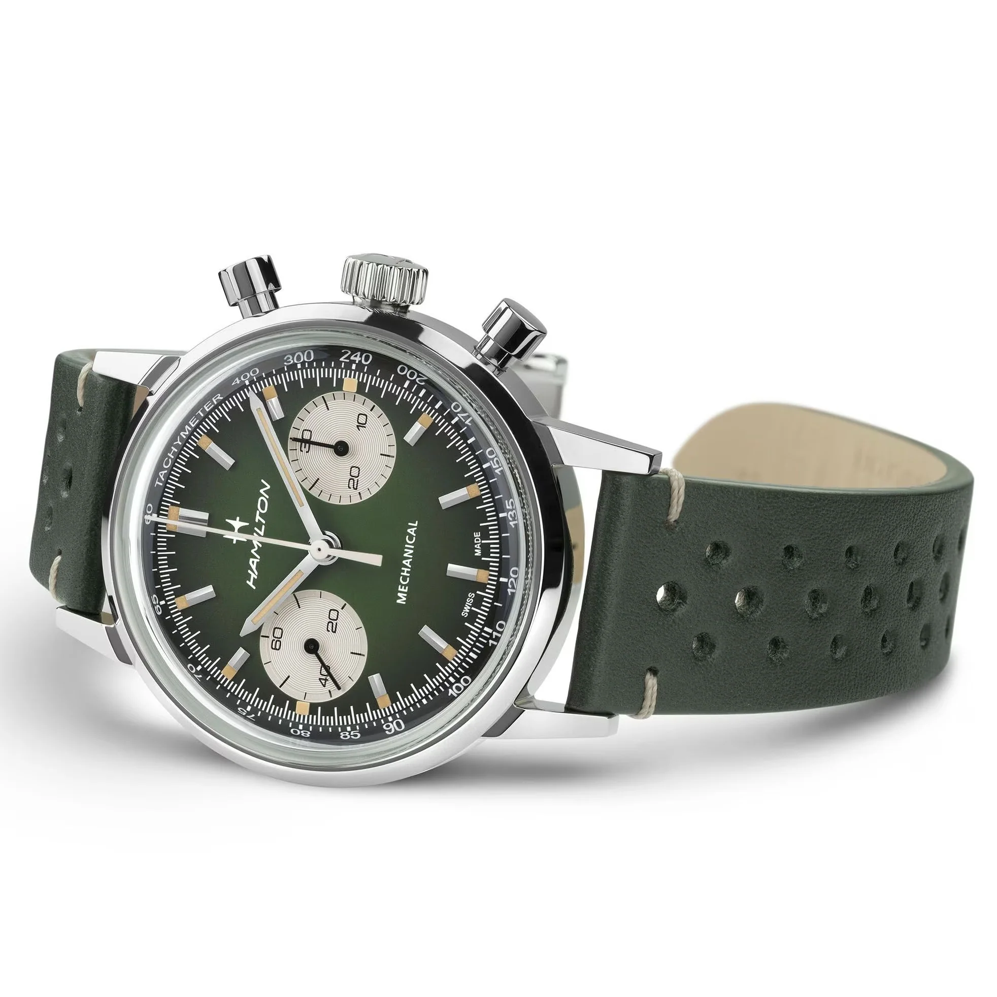 American Classic Intra-Matic Chronograph H 40mm - Green on Leather Strap w/ Extra Bracelet - Image 7