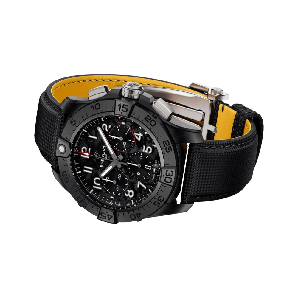 Avenger B01 Chronograph 44mm - Night Mission Black on Leather Strap - Image 3