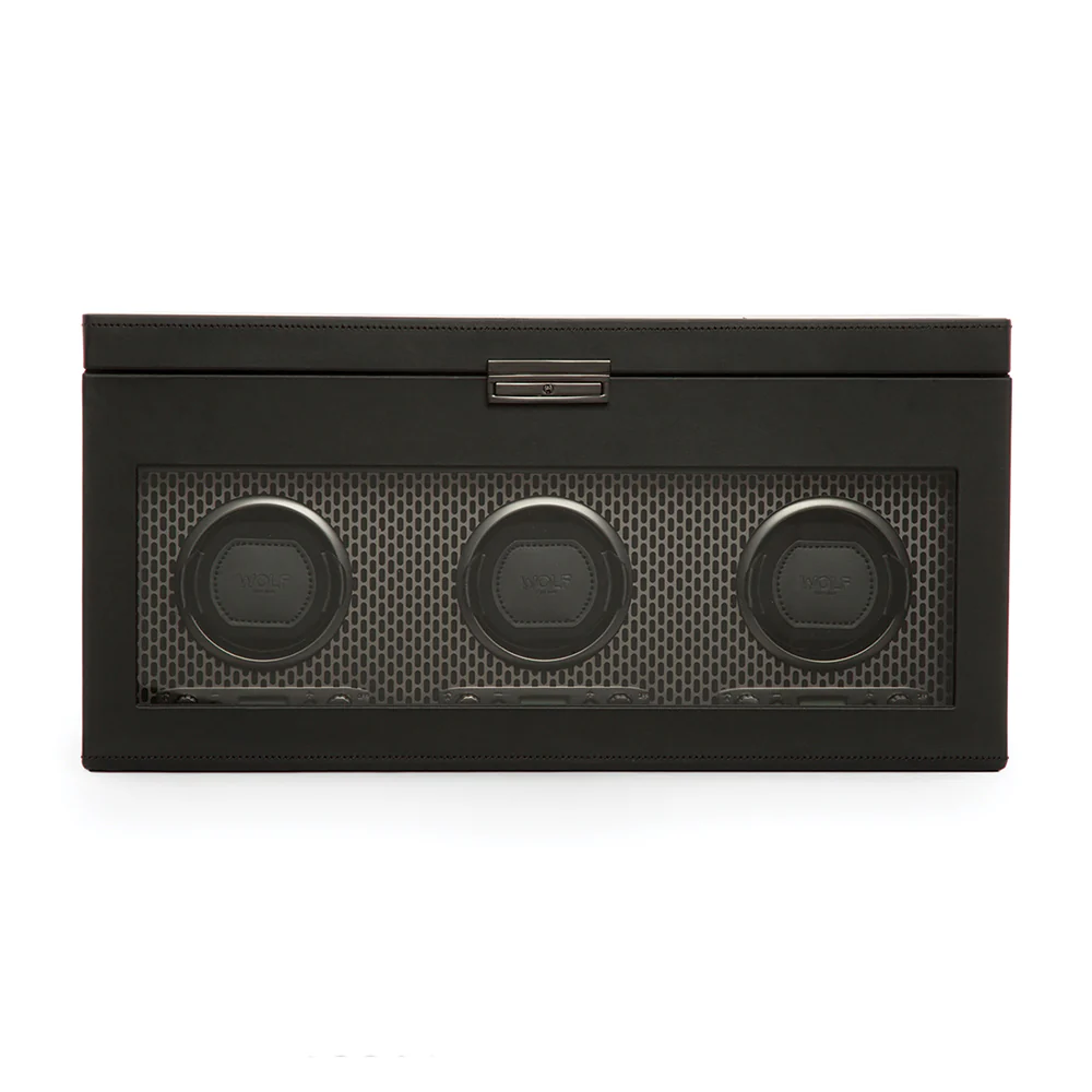 Axis Triple Watch Winder With Storage - Power Coat