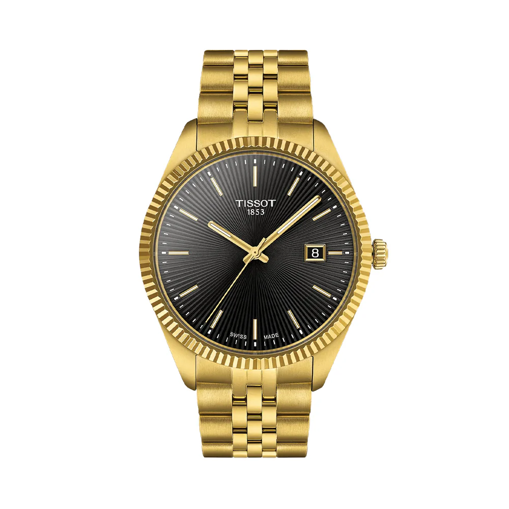 Ballade Quartz Yellow Gold PVD Coated 40mm - Black on Bracelet