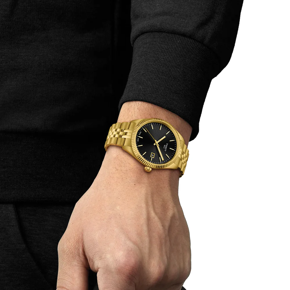 Ballade Quartz Yellow Gold PVD Coated 40mm - Black on Bracelet - Image 2