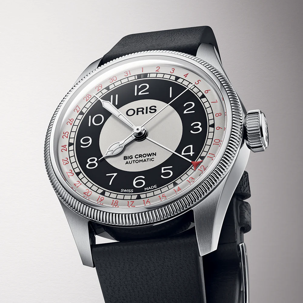 Big Crown Pointer Date “BULLSEYE” 38mm - Black and White on Leather Strap - Image 4
