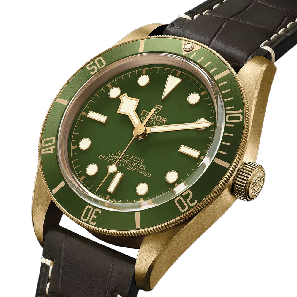 Black Bay 58 18K Yellow-Gold 39mm - Green on Leather Strap w/ Extra Fabric Strap - Image 6