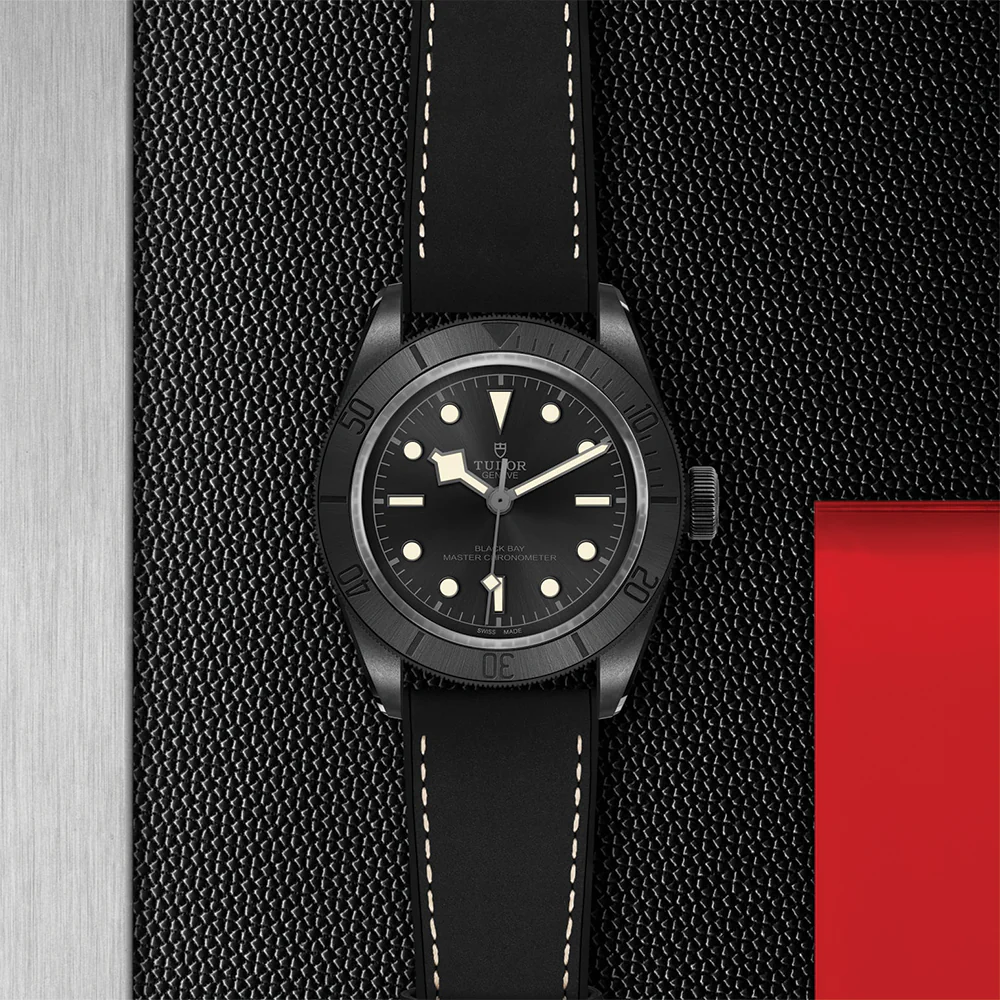Black Bay Ceramic 41mm - Black on Hybrid Leather/Rubber Strap w/ Extra Fabric Strap - Image 2