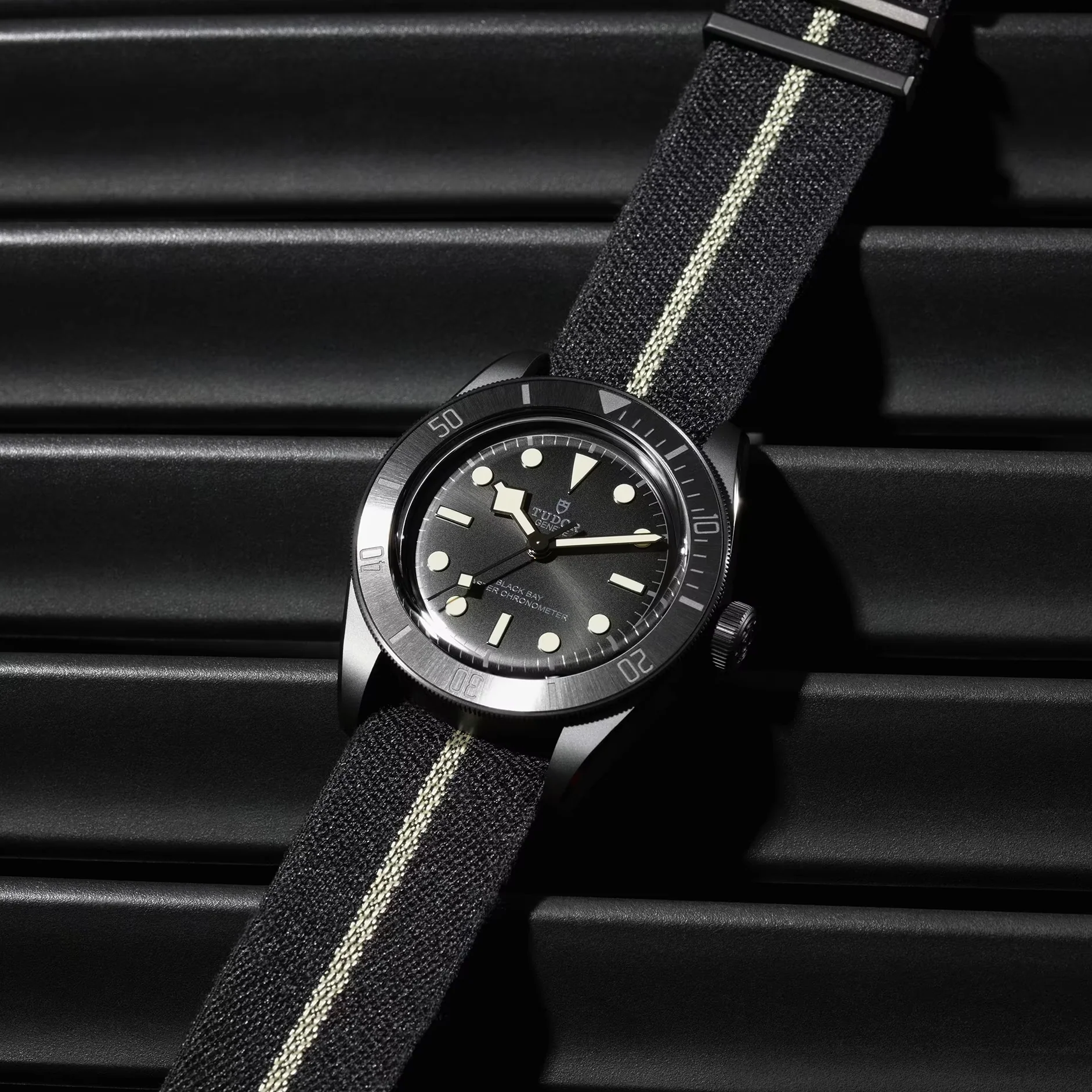 Black Bay Ceramic 41mm - Black on Hybrid Leather/Rubber Strap w/ Extra Fabric Strap - Image 4