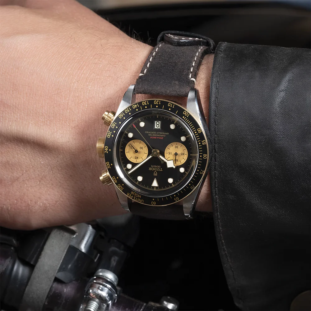 Black Bay Chrono S&G 41mm - Black on Leather Strap - Image 3