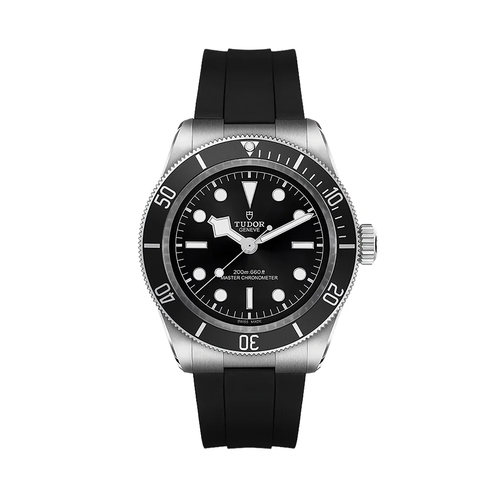 Black Bay 41mm - Black, Black Bezel on Rubber Strap