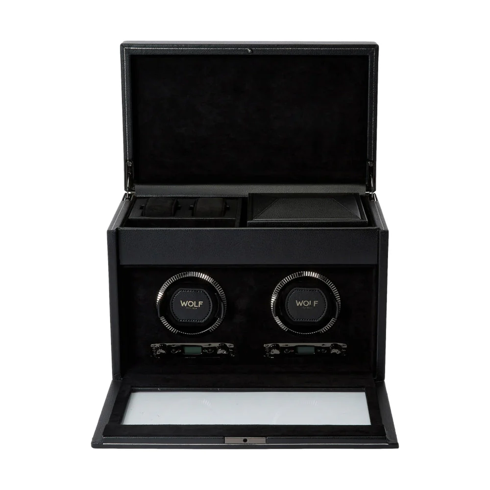 British Racing Double Watch Winder with Storage - Black - Image 2