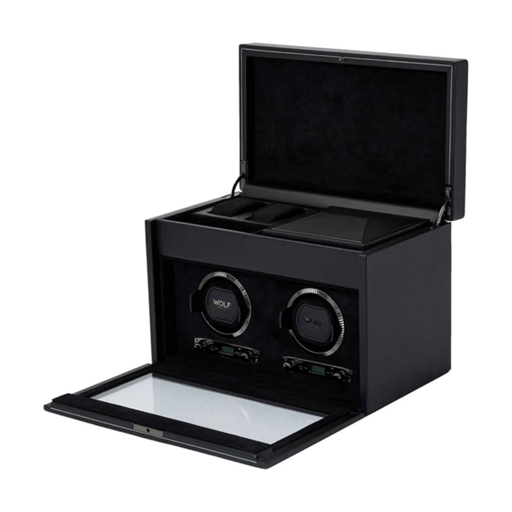 British Racing Double Watch Winder with Storage - Black - Image 3