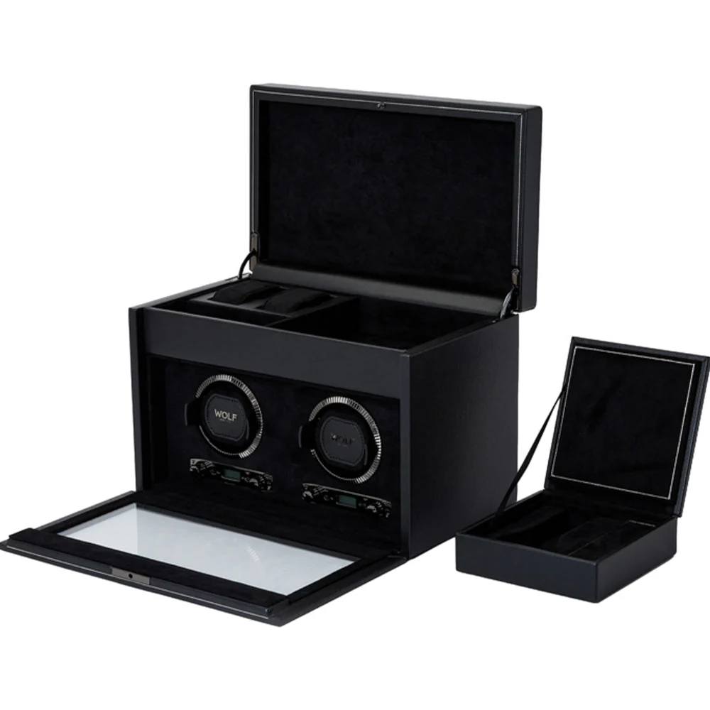 British Racing Double Watch Winder with Storage - Black - Image 4