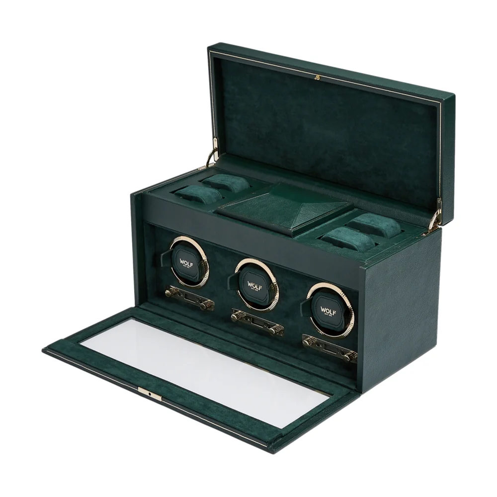 British Racing Triple Watch Winder with Storage - Green - Image 2
