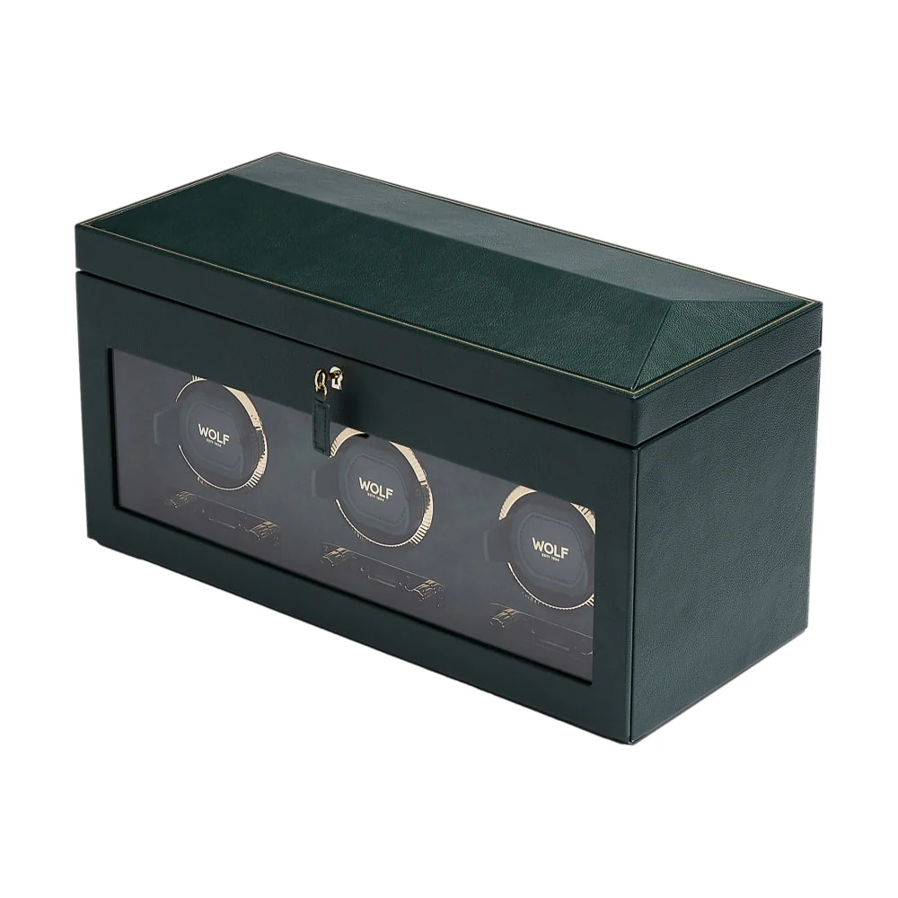 British Racing Triple Watch Winder with Storage - Green - Image 3
