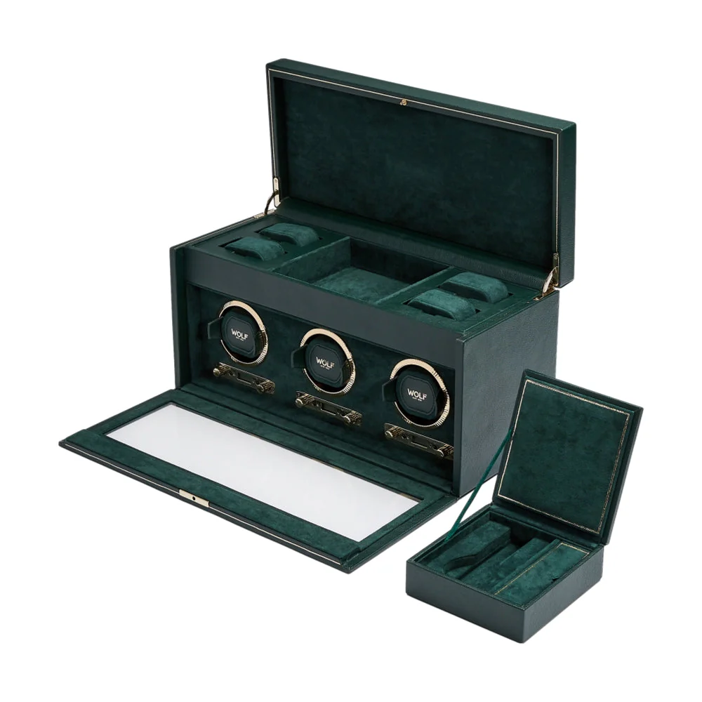 British Racing Triple Watch Winder with Storage - Green - Image 4