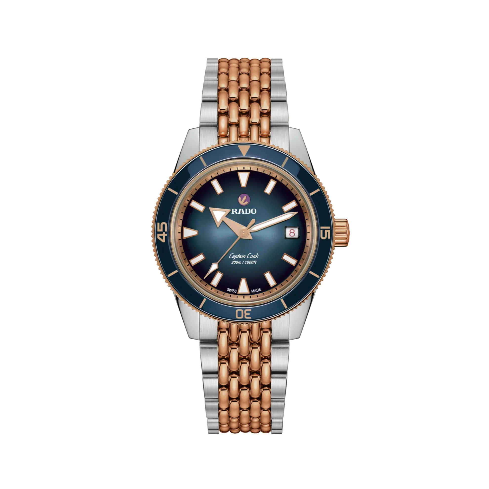 Captain Cook Automatic Bi-Color Rose Gold and Steel 39mm - Blue on Bracelet