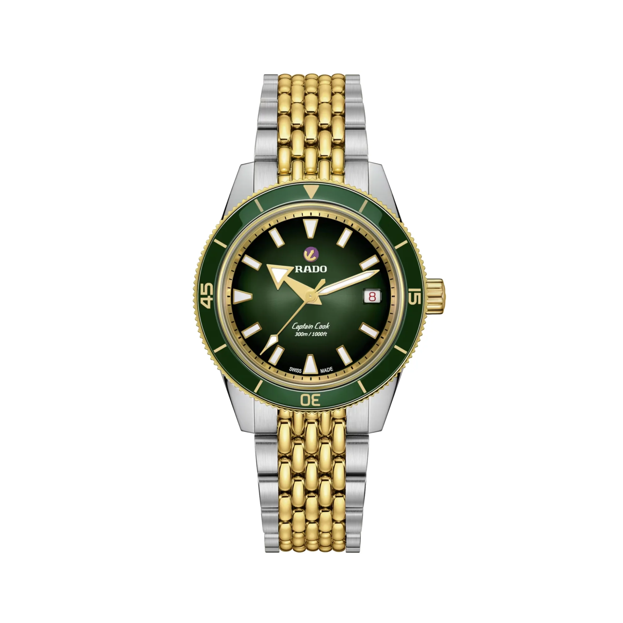Captain Cook Automatic Bi-Color Yellow Gold and Steel 39mm - Green on Bracelet