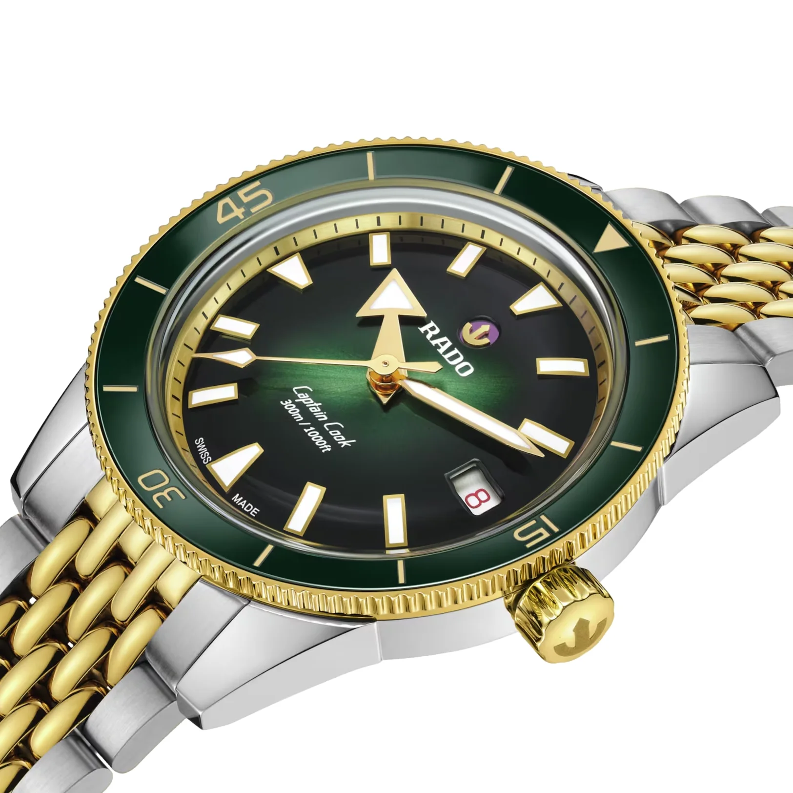 Captain Cook Automatic Bi-Color Yellow Gold and Steel 39mm - Green on Bracelet - Image 2