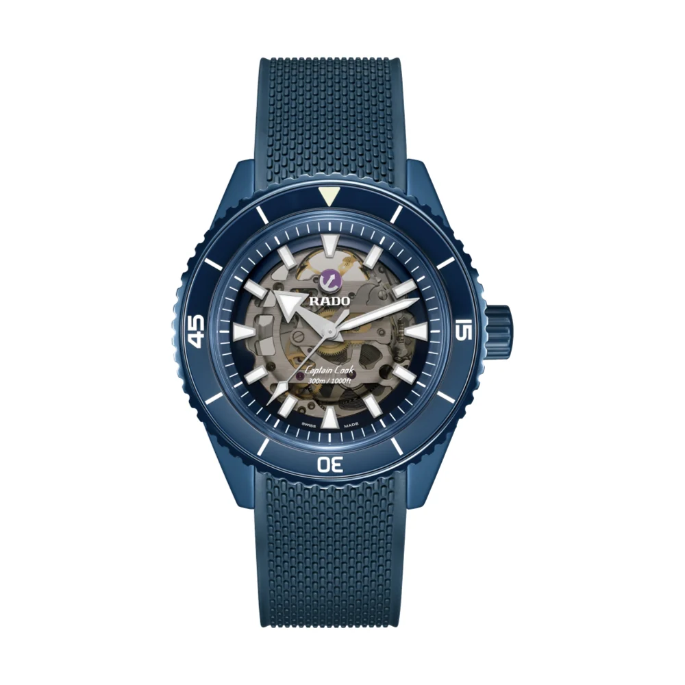 Captain Cook Automatic High Tech Ceramic 43mm - Blue Skeleton on Rubber Strap