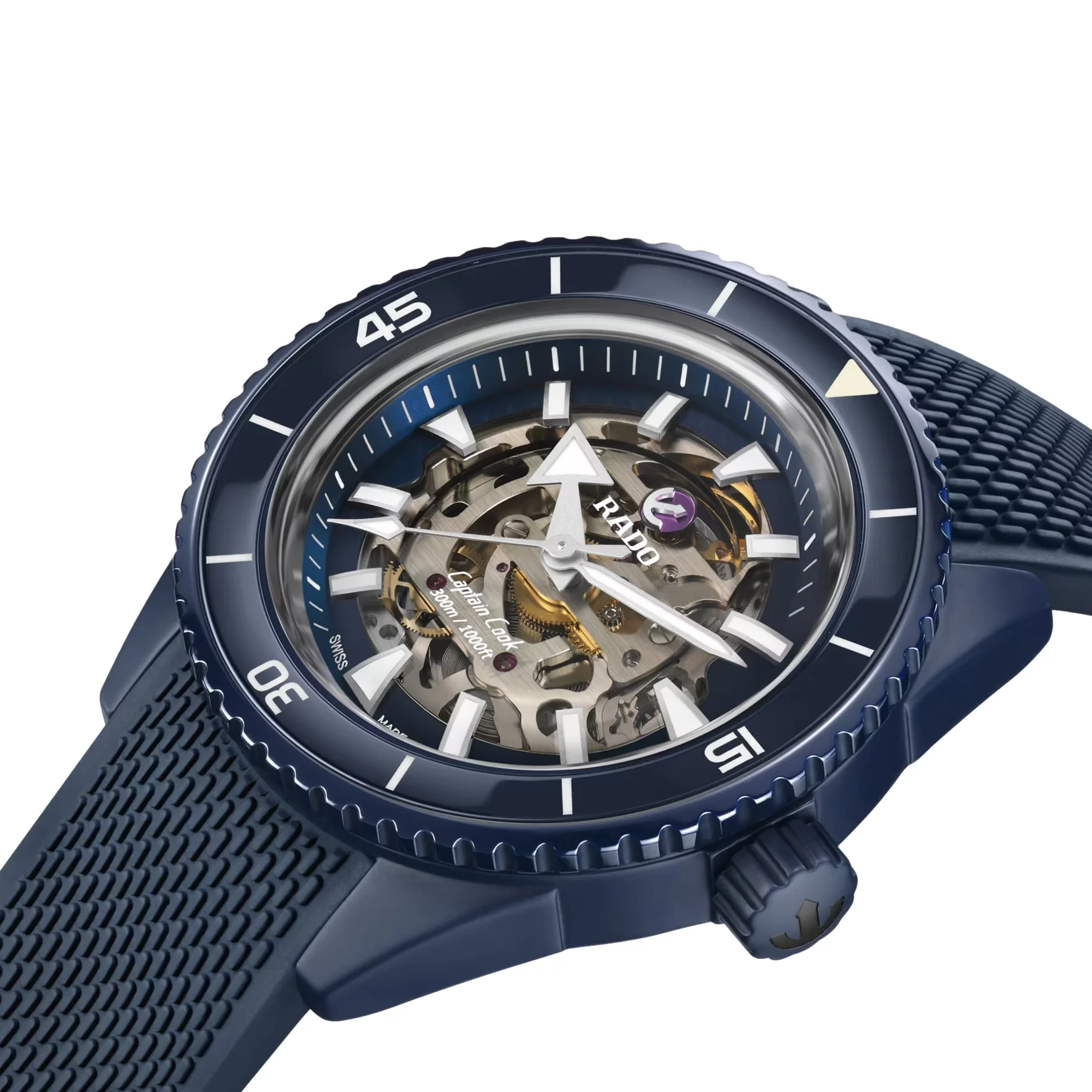 Captain Cook Automatic High Tech Ceramic 43mm - Blue Skeleton on Rubber Strap - Image 2