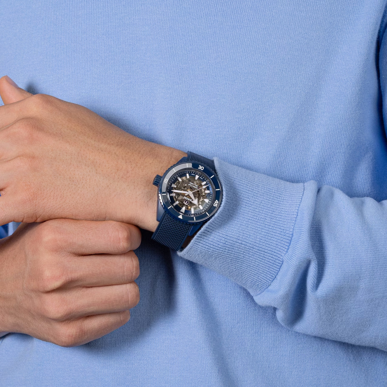 Captain Cook Automatic High Tech Ceramic 43mm - Blue Skeleton on Rubber Strap - Image 3