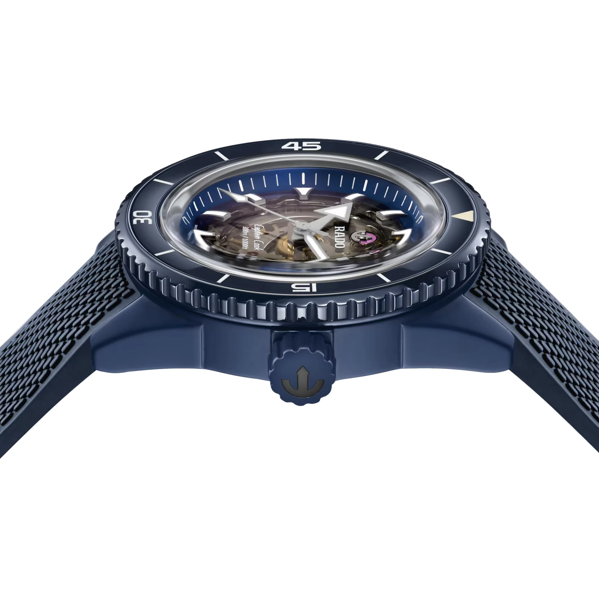 Captain Cook Automatic High Tech Ceramic 43mm - Blue Skeleton on Rubber Strap - Image 4