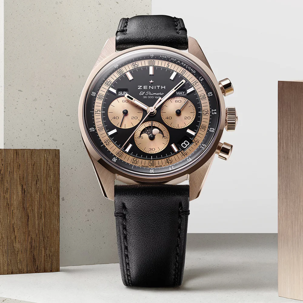 Chronomaster Original Triple Calendar Rose Gold 38mm - Black on Leather Strap - Image 2