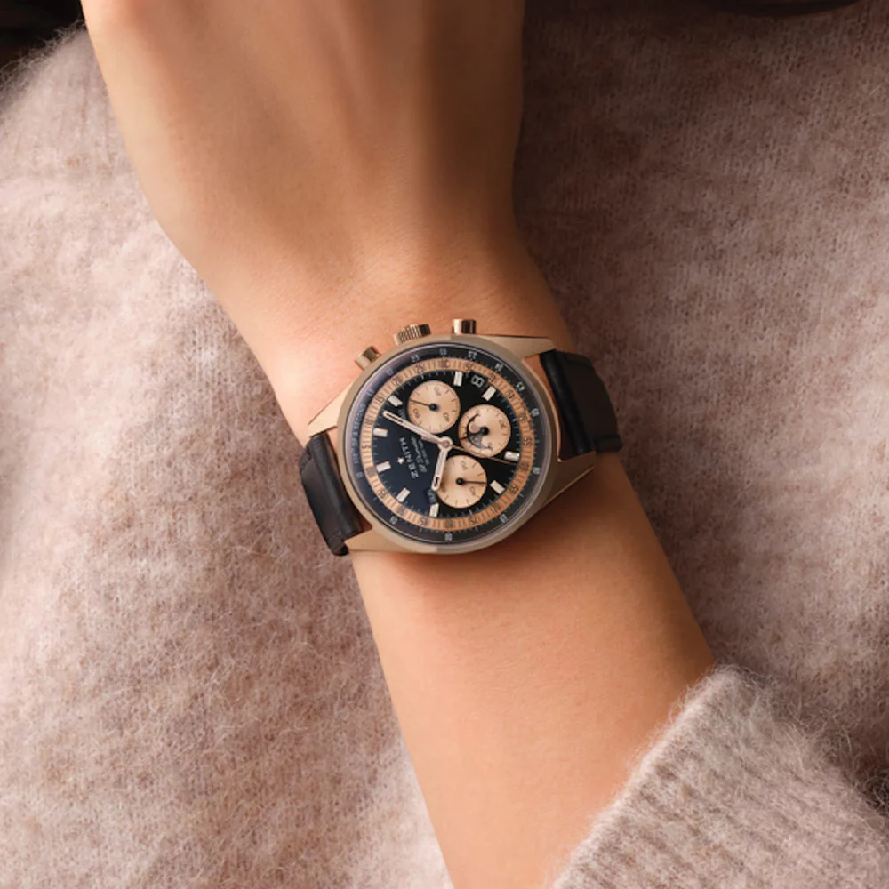 Chronomaster Original Triple Calendar Rose Gold 38mm - Black on Leather Strap - Image 3