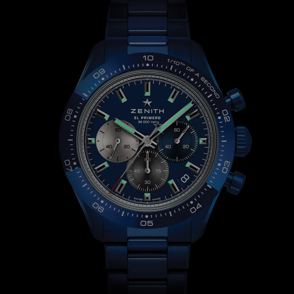Chronomaster Sport 160th Anniversary Edition Ceramic 41mm - Blue on Bracelet w/ Extra Rubber Strap - Image 8