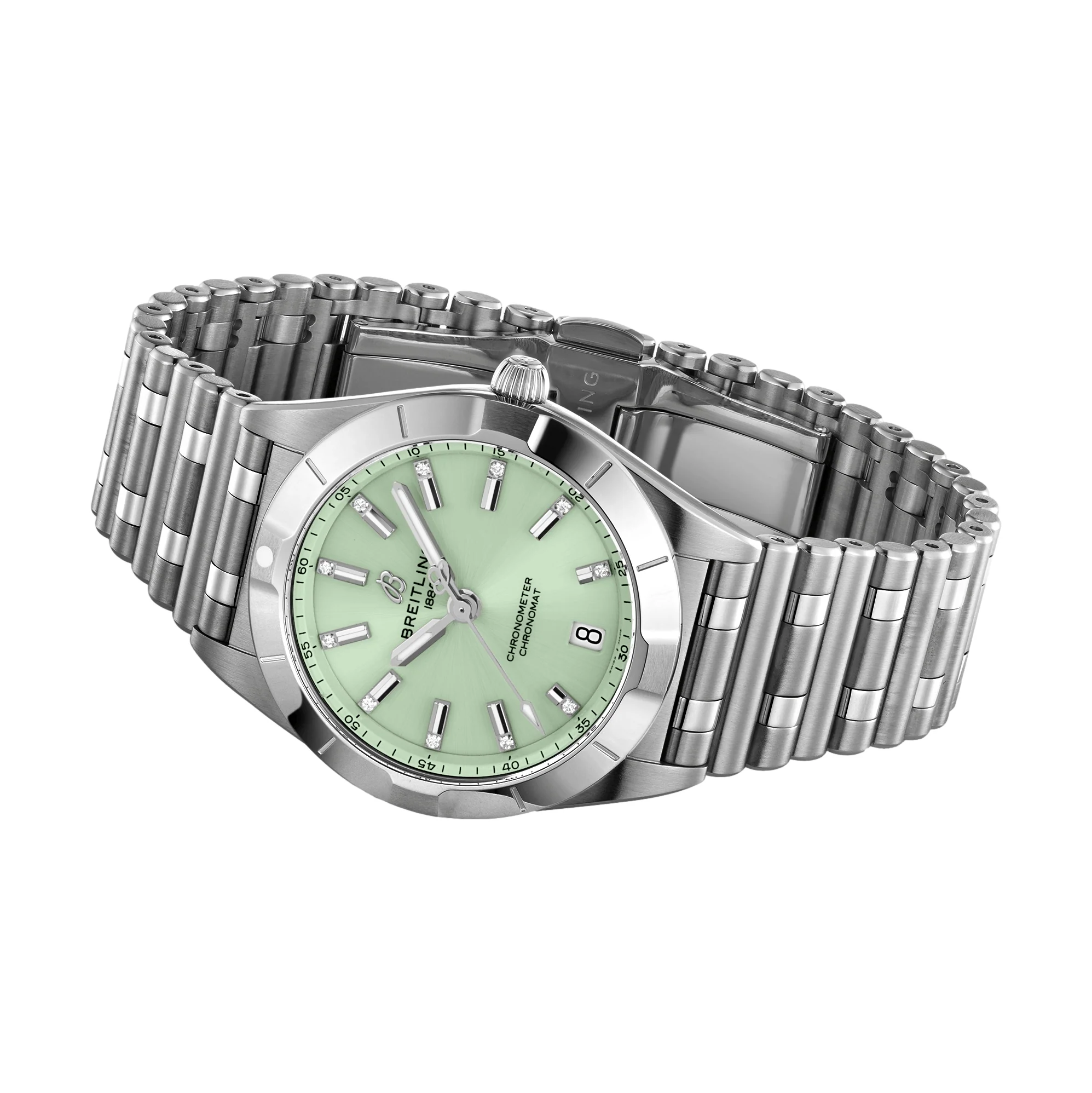 Chronomat 32mm - Mint Green with Diamonds on Markers - Image 3