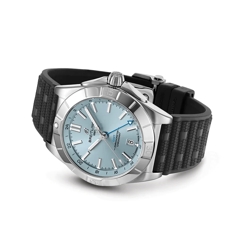 Chronomat Automatic GMT Steel and Platinum 40mm - Blue on Rubber Strap - Image 3