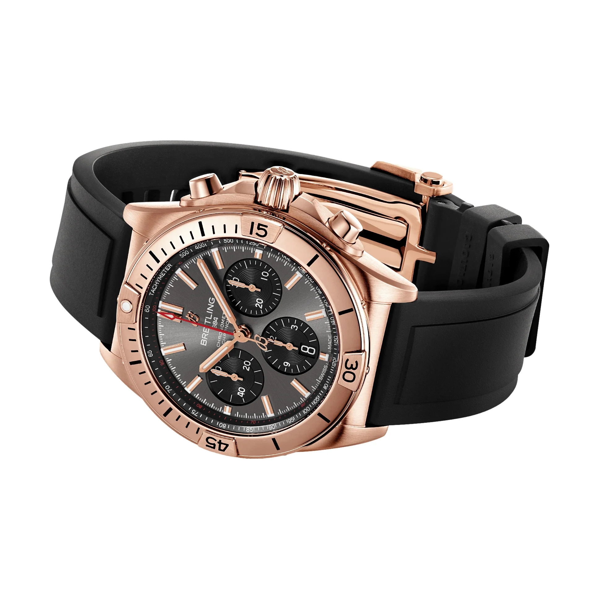 Chronomat B01 18k Red Gold 42mm - Anthracite on Rubber Strap - Image 3