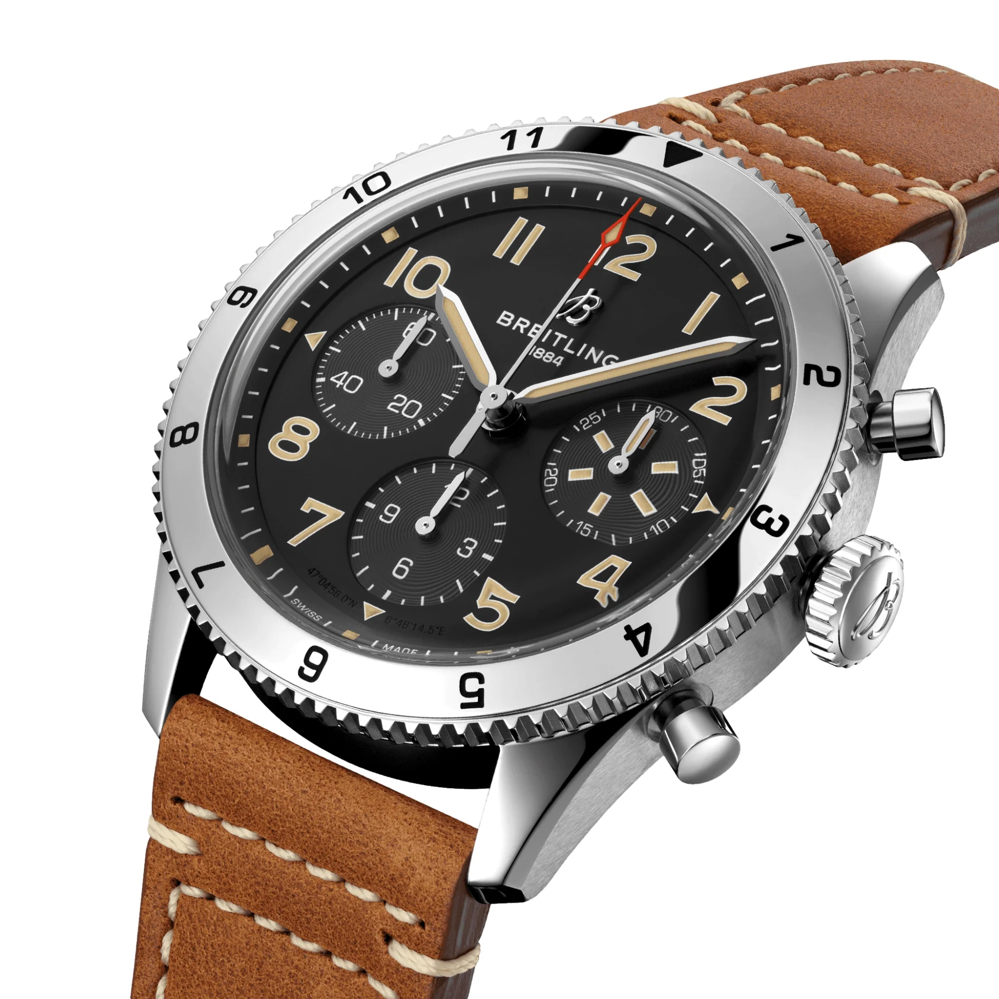 Classic AVI Chronograph 42mm P-51 Mustang - Black on Leather Strap - Image 2