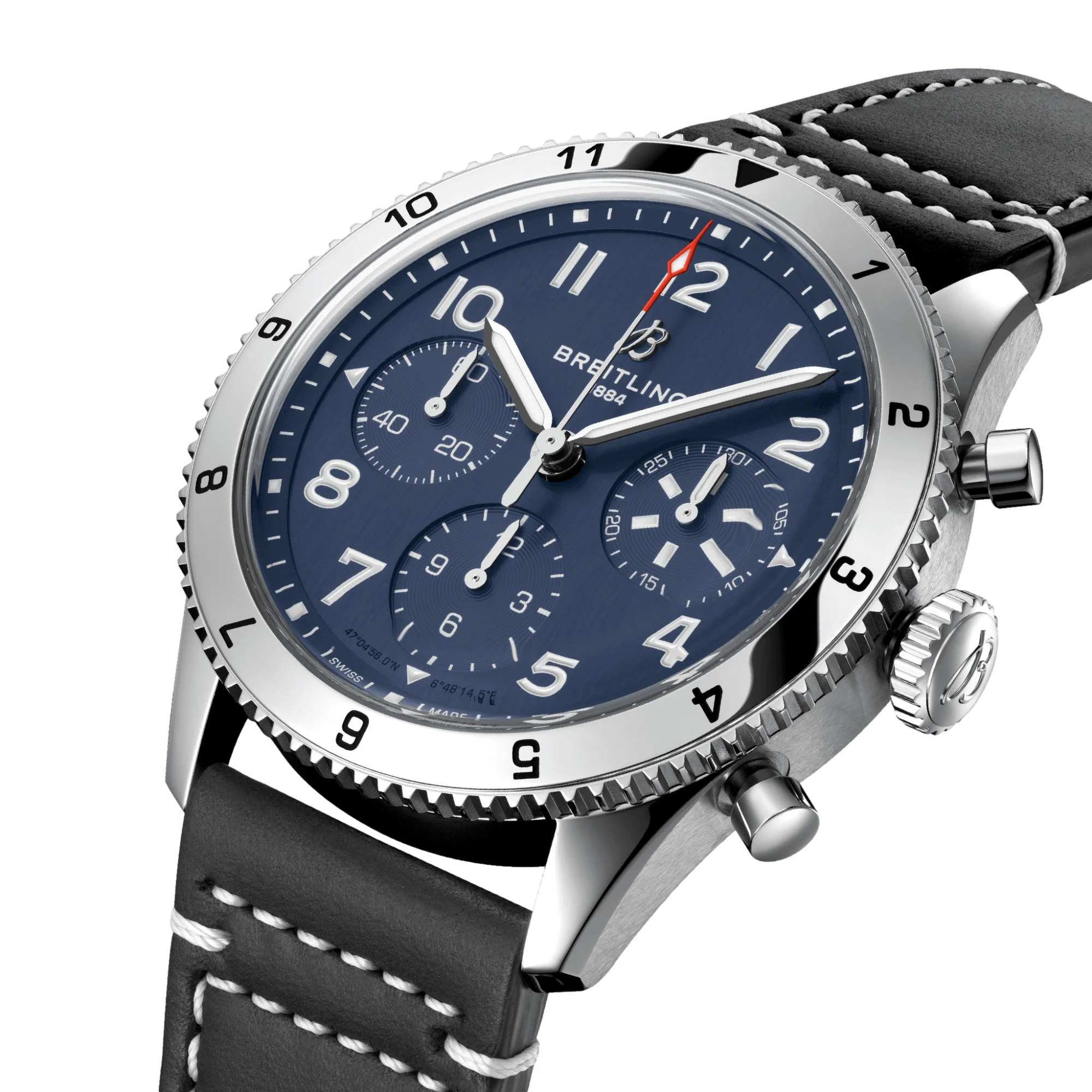 Classic AVI Chronograph 42mm Tribute to Vought F4U Corsair - Blue on Leather Strap - Image 2