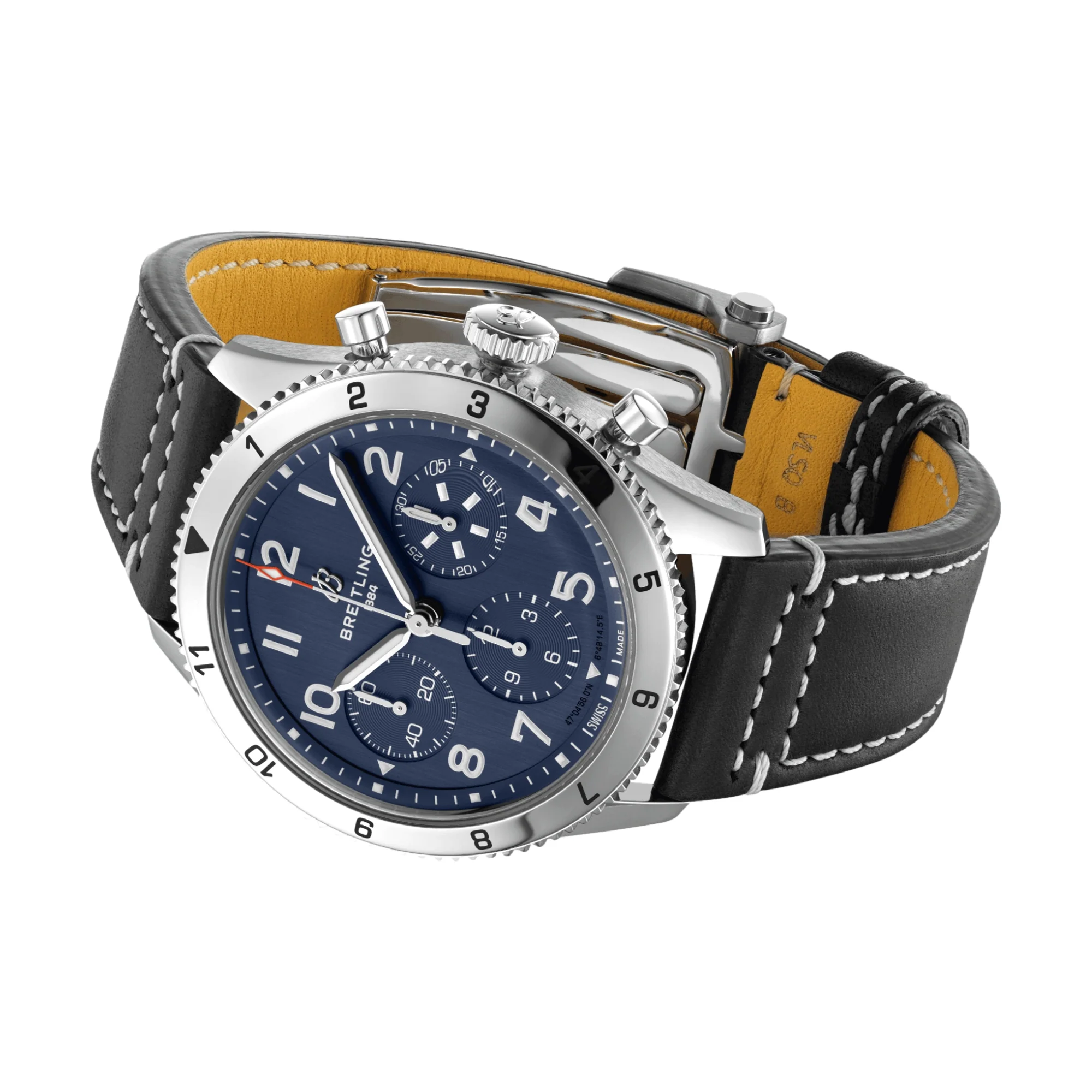 Classic AVI Chronograph 42mm Tribute to Vought F4U Corsair - Blue on Leather Strap - Image 3