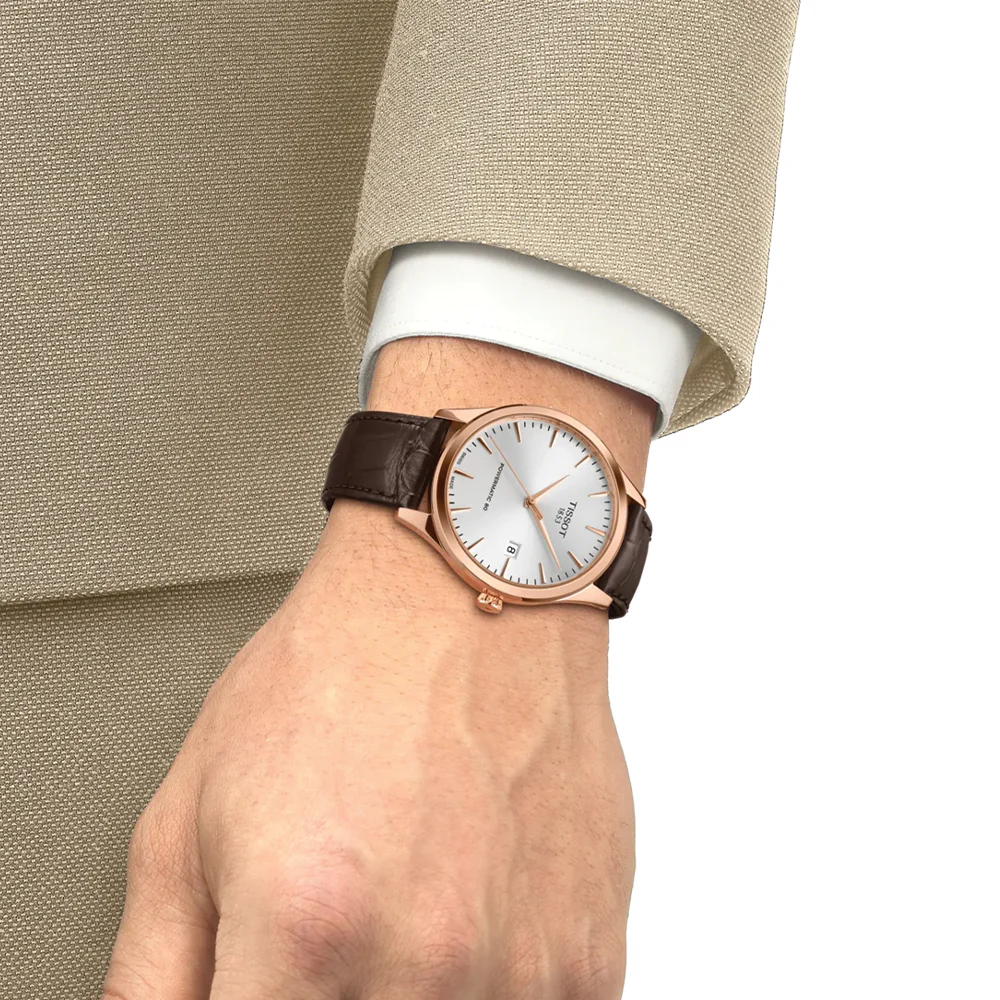 Classic Dream Rose Gold PVD 40mm - Silver on Leather Strap - Image 2