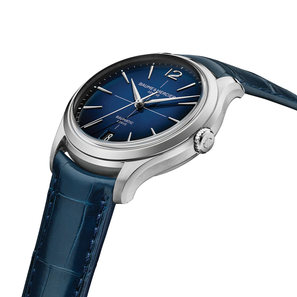 Clifton Round Baumatic 39mm - Blue on Leather Strap - Image 2