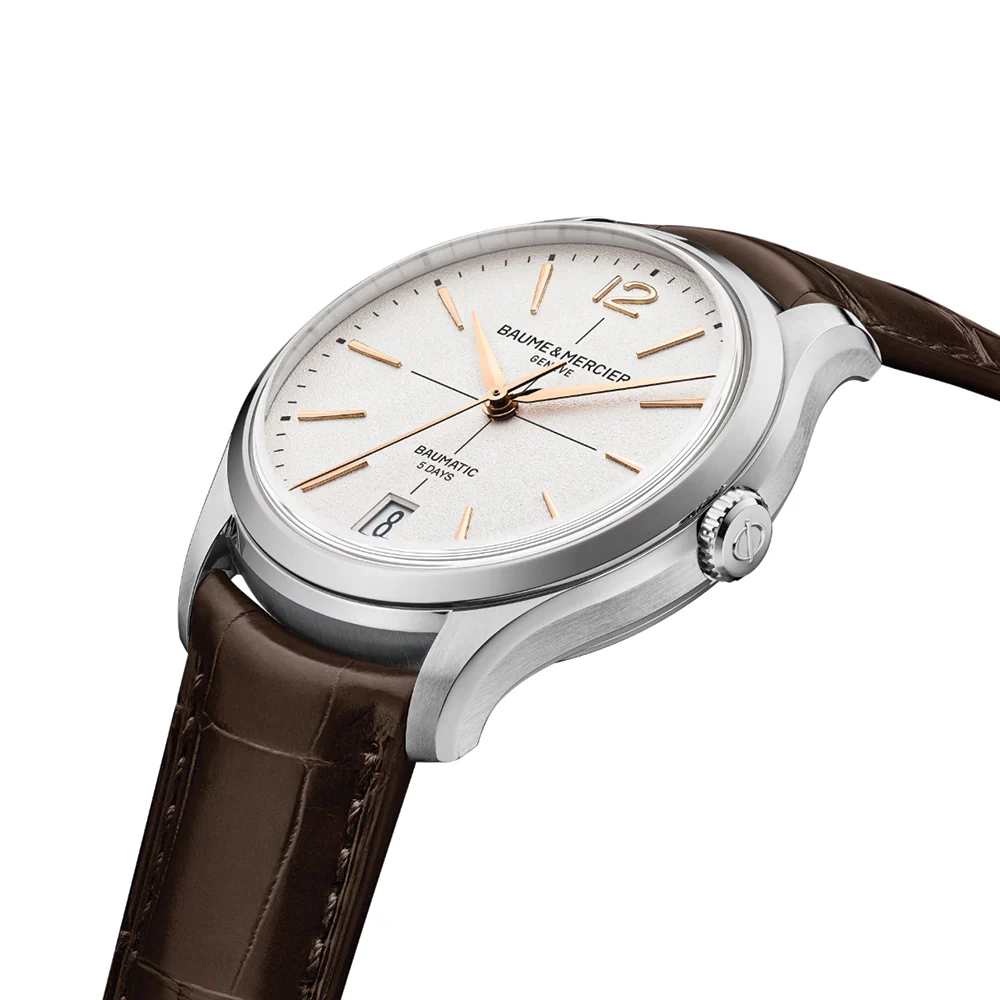 Clifton Round Baumatic 39mm - White on Leather Strap - Image 2