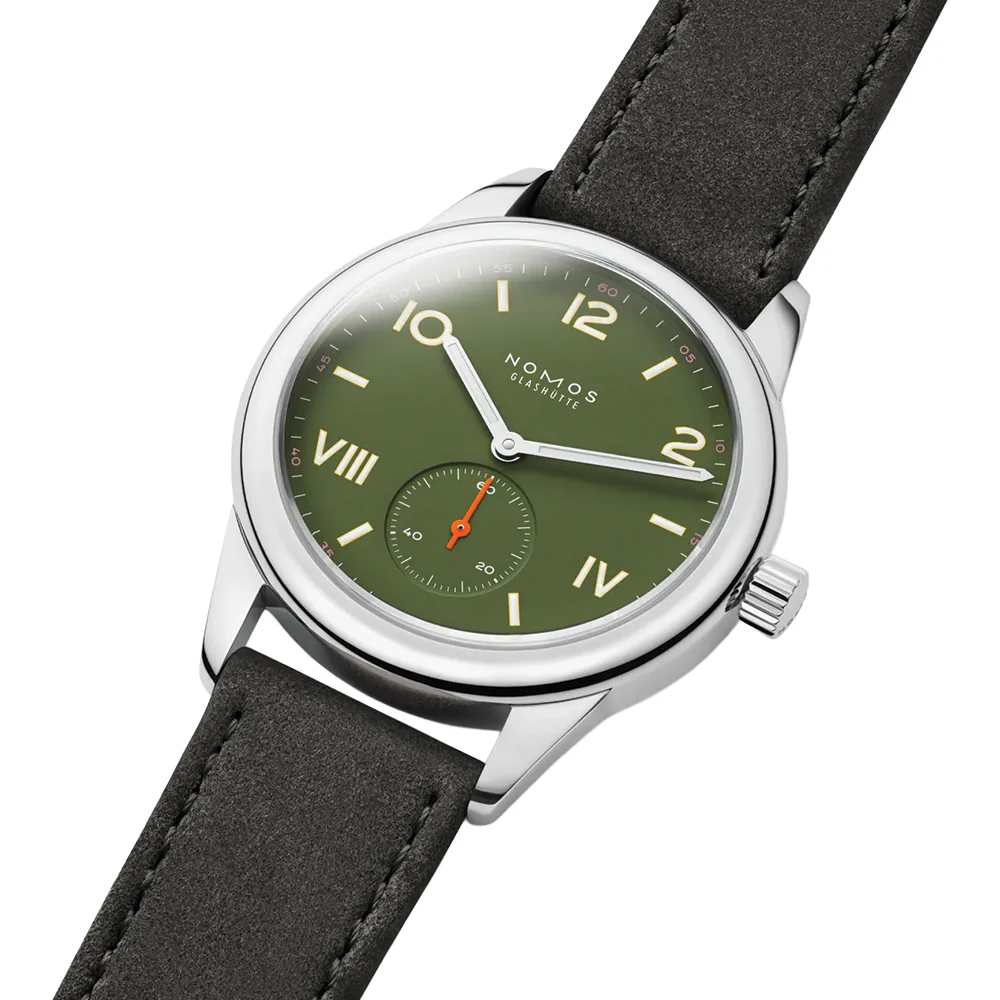 Club Campus Steel Back 36mm - Olive on Leather Strap - Image 4