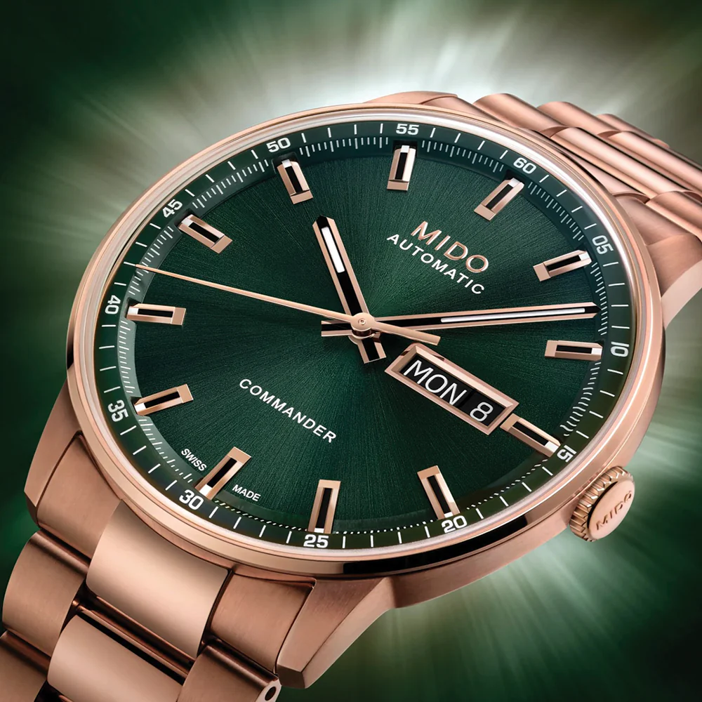 Commander Datoday Rose Gold 40mm - Green on Bracelet - Image 4