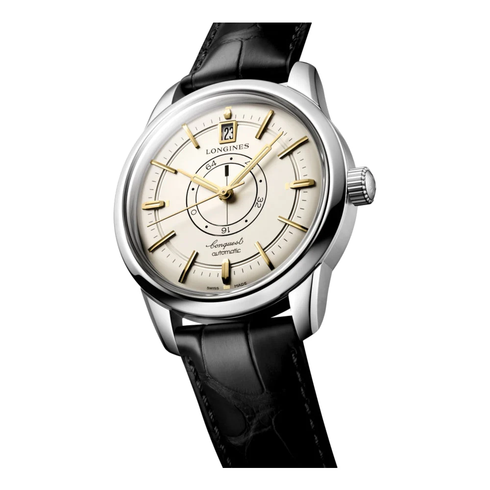 Conquest Heritage Central Power Reserve 38 mm - Champagne on Leather Strap - Image 2
